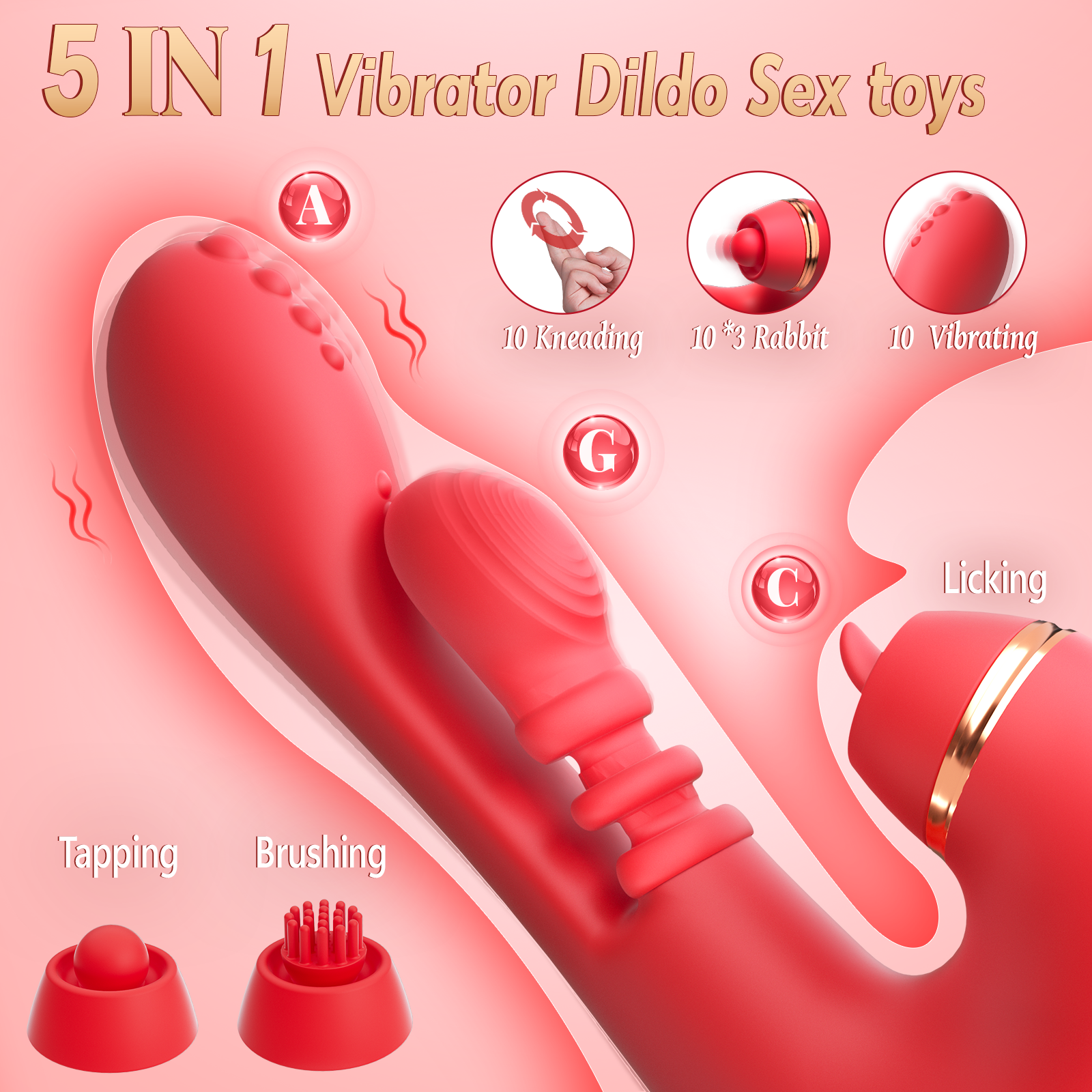Medical X - 5 IN 1 Tapping Thrusting Dildo