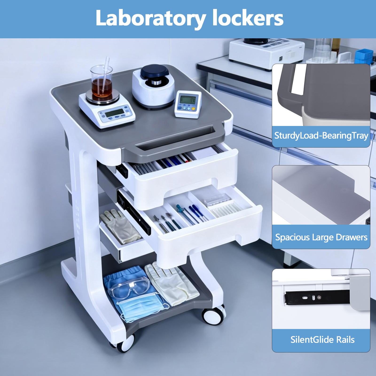 3 Tier Medical Rolling Cart wi - Medical Lab Ultrasound 评论和价格
